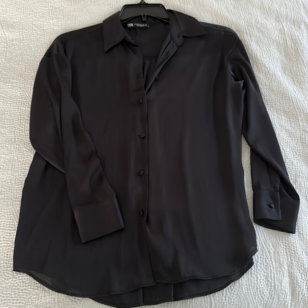 Zara Satin Blouse - Black